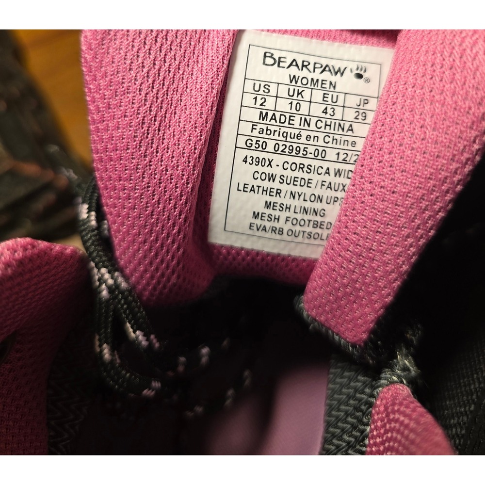 Bearpaw Corsica Wide Womens Black Pink Waterproof Hiking Boots 4390X Size 12 - Picture 5 of 7
